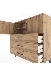 Arges Şifonyer 2 Raflı 3 Çekmeceli 2 Kapaklı 88x30x96 Çam-Çam