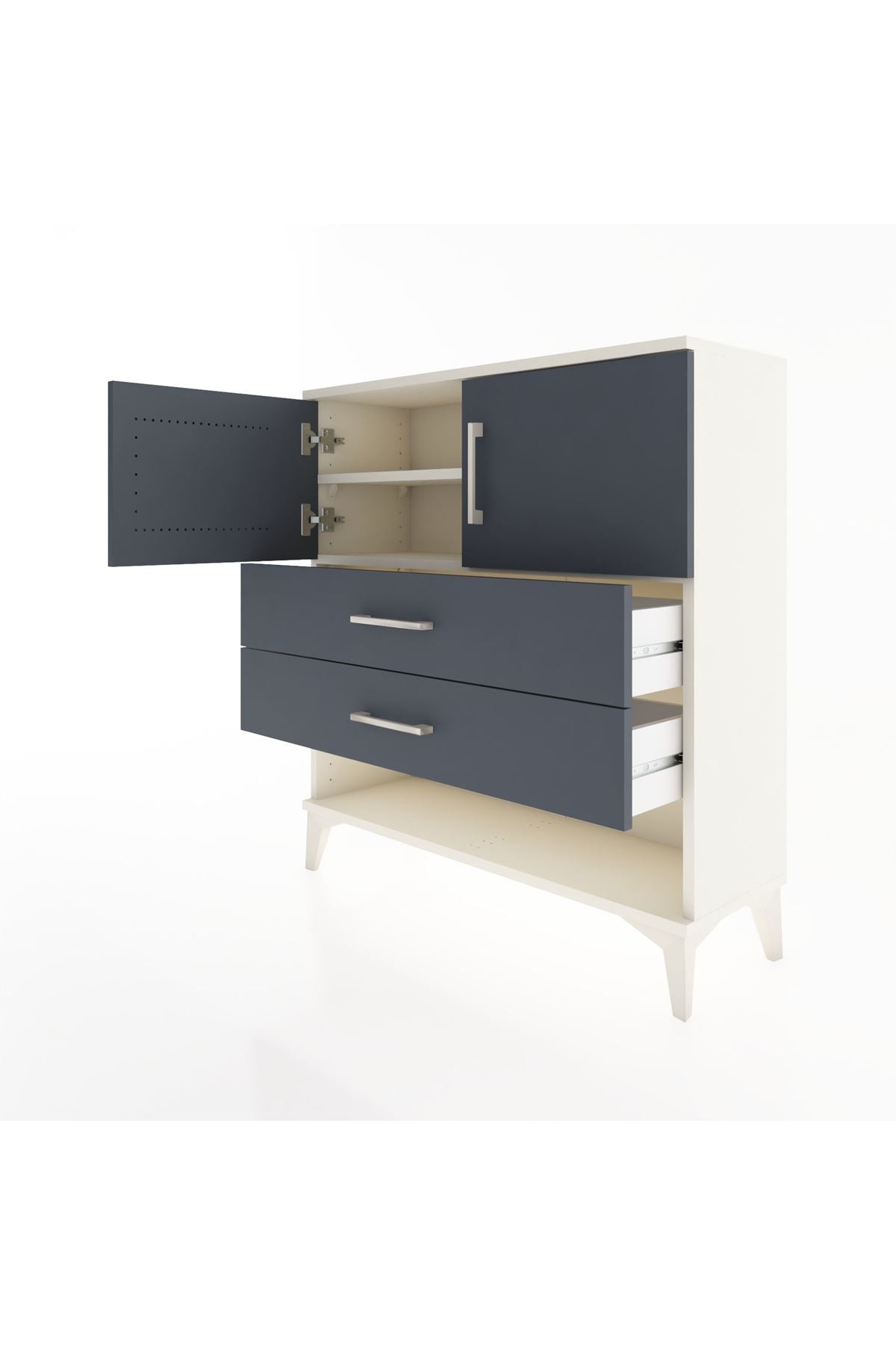 Arges Şifonyer 2 Raflı 2 Çekmeceli 2 Kapaklı 88x30x96 Aytaşı-Antrasit