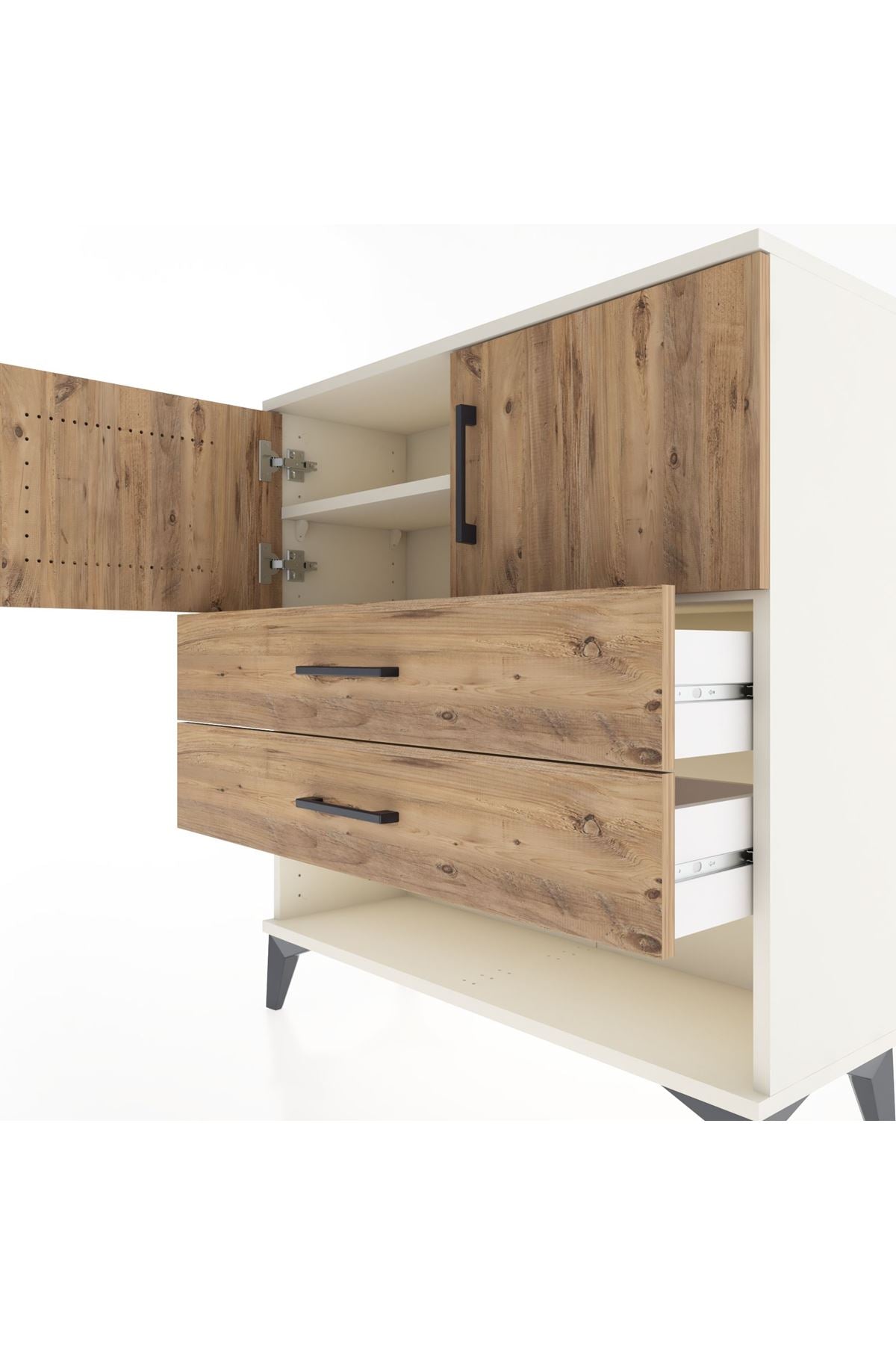 Arges Şifonyer 2 Raflı 2 Çekmeceli 2 Kapaklı 88x30x96 Aytaşı-Çam