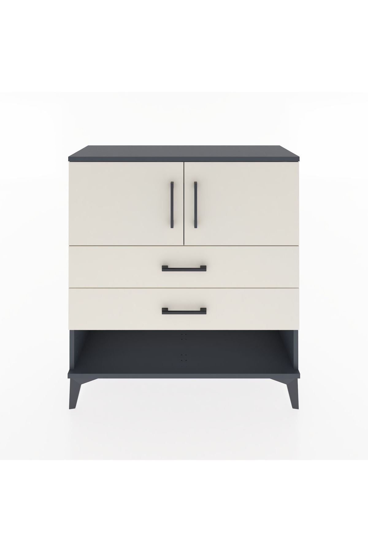 Arges Şifonyer 2 Raflı 2 Çekmeceli 2 Kapaklı 88x30x96 Antrasit-Aytaşı