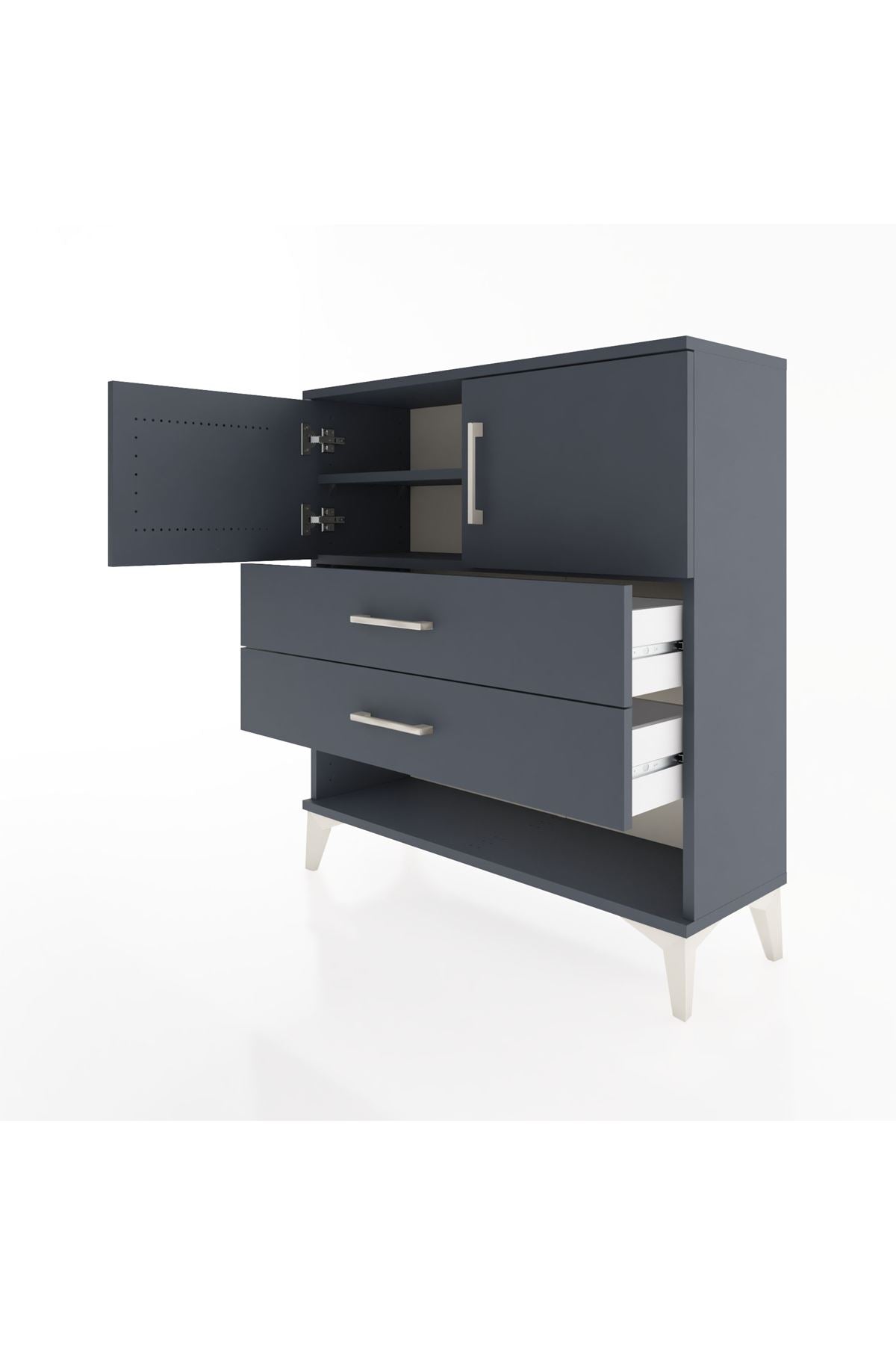 Arges Şifonyer 2 Raflı 2 Çekmeceli 2 Kapaklı 88x30x96 Antrasit-Antrasit