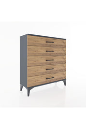 Arges Şifonyer 5 Çekmeceli 88x30x96 Antrasit-Çam