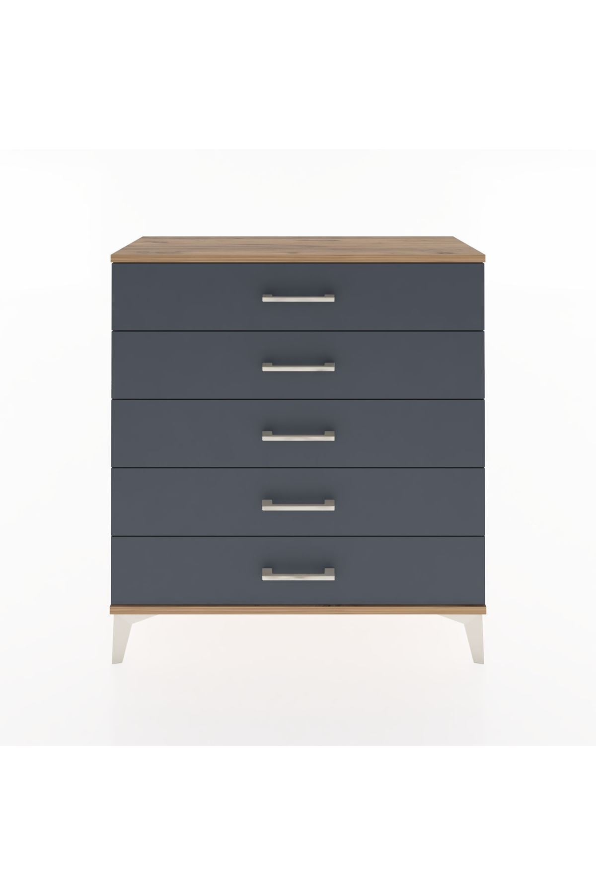 Arges Şifonyer 5 Çekmeceli 88x30x96 Çam-Antrasit