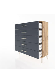 Arges Şifonyer 5 Çekmeceli 88x30x96 Çam-Antrasit