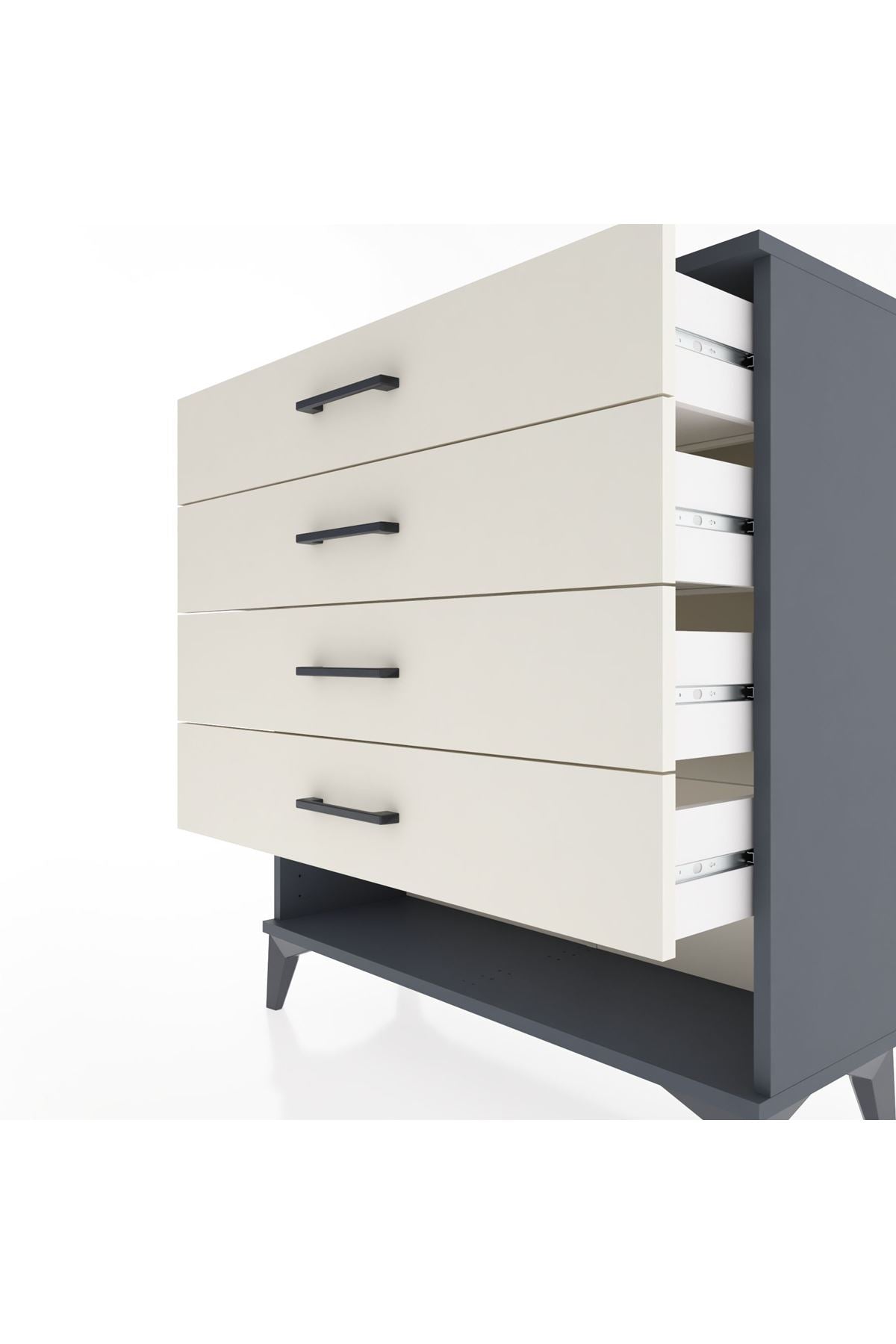 Arges Şifonyer 4 Çekmeceli 88x30x96 Antrasit-Aytaşı