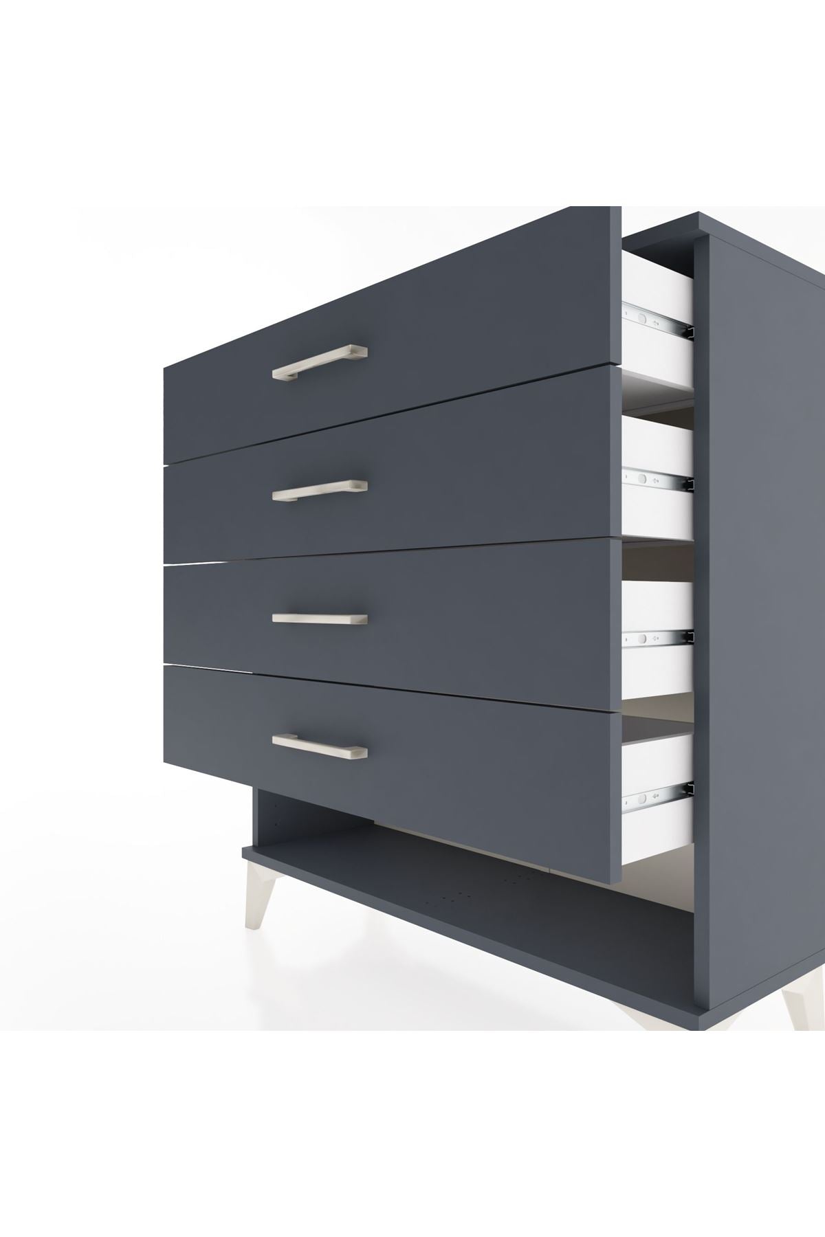 Arges Şifonyer 4 Çekmeceli 88x30x96 Antrasit-Antrasit