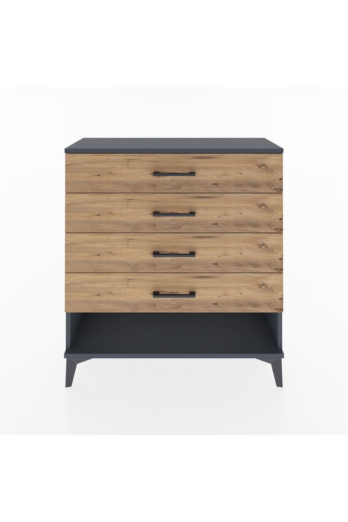 Arges Şifonyer 4 Çekmeceli 88x30x96 Antrasit-Çam