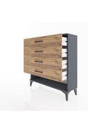 Arges Şifonyer 4 Çekmeceli 88x30x96 Antrasit-Çam