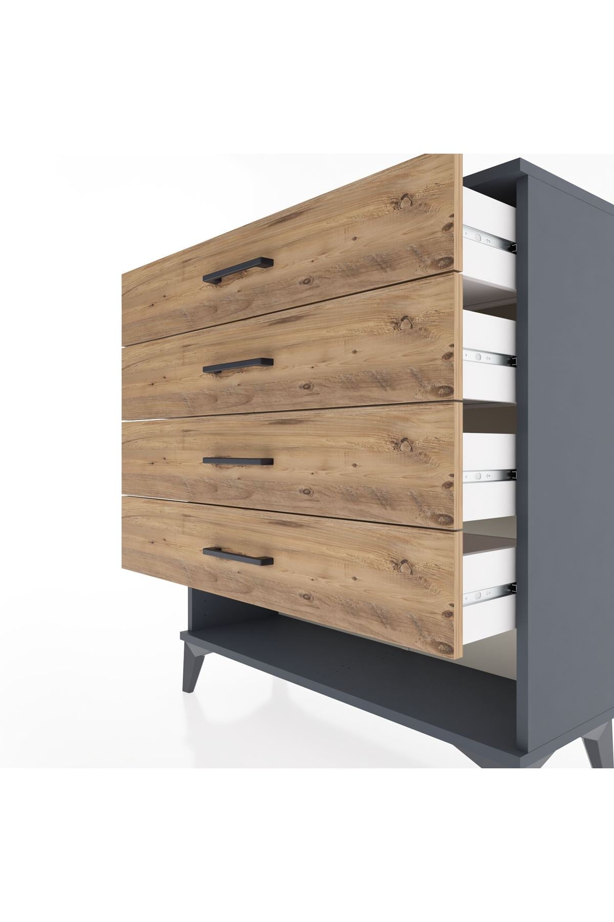 Arges Şifonyer 4 Çekmeceli 88x30x96 Antrasit-Çam