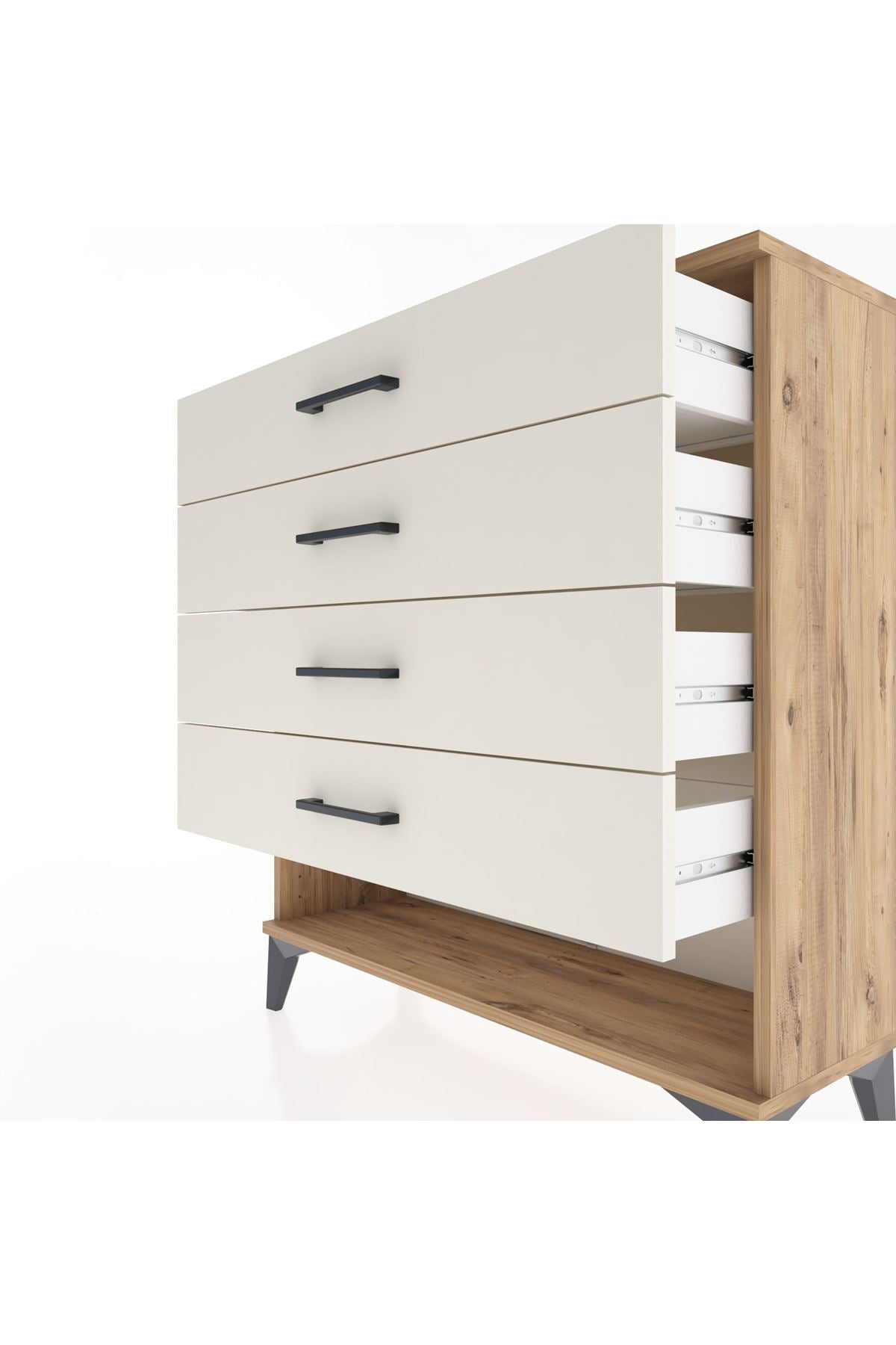 Arges Şifonyer 4 Çekmeceli 88x30x96 Çam-Aytaşı