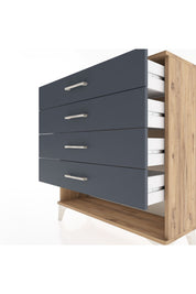 Arges Şifonyer 4 Çekmeceli 88x30x96 Çam-Antrasit