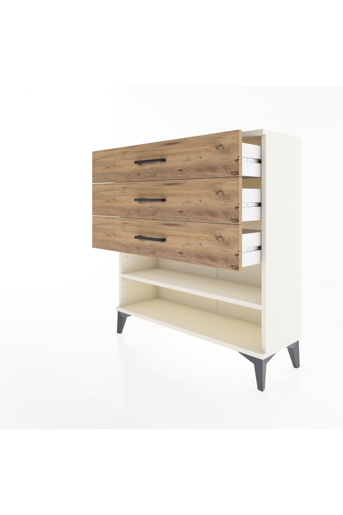 Arges Şifonyer Tek Raflı 3 Çekmeceli 88x30x96 Aytaşı-Çam