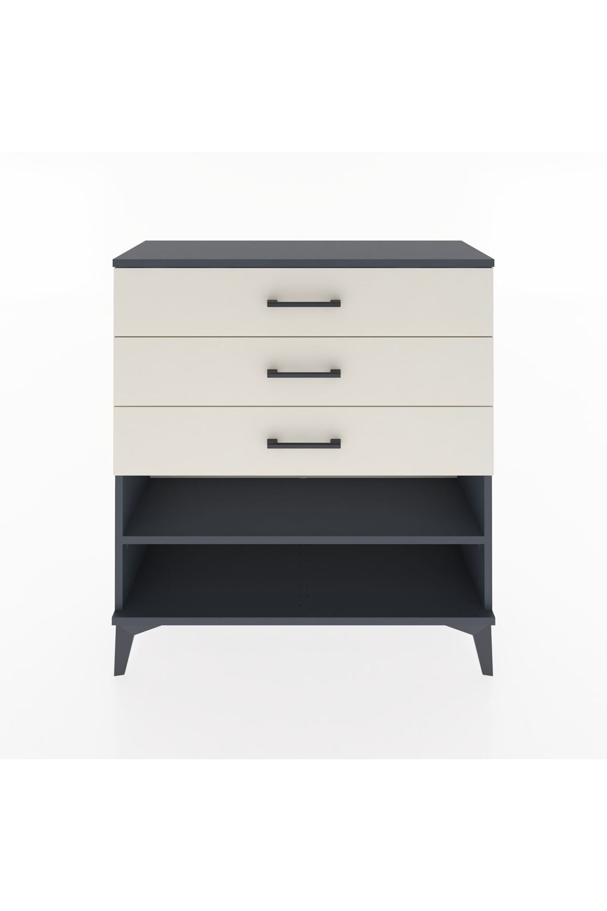 Arges Şifonyer Tek Raflı 3 Çekmeceli 88x30x96 Antrasit-Aytaşı