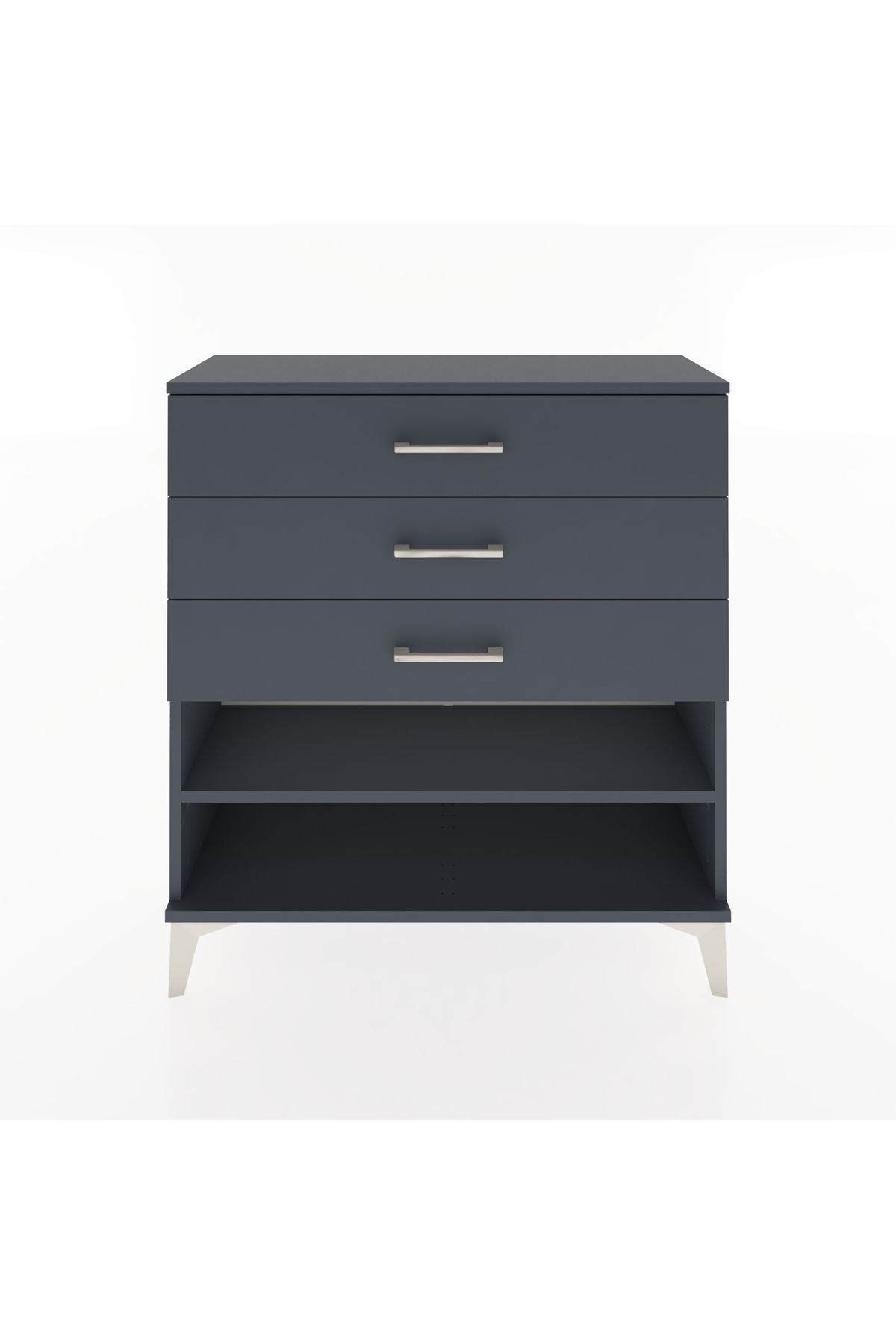 Arges Şifonyer Tek Raflı 3 Çekmeceli 88x30x96 Antrasit-Antrasit