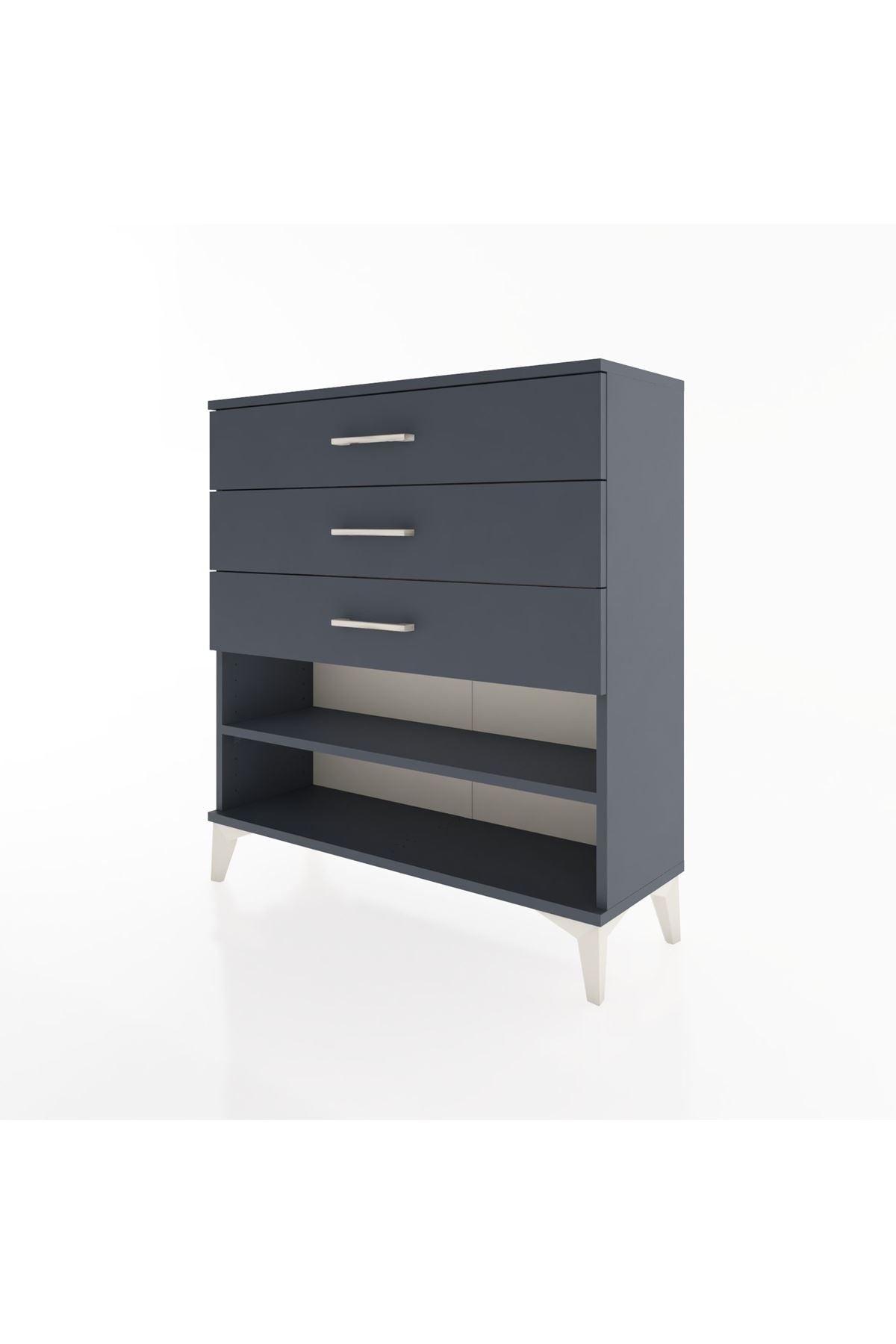 Arges Şifonyer Tek Raflı 3 Çekmeceli 88x30x96 Antrasit-Antrasit