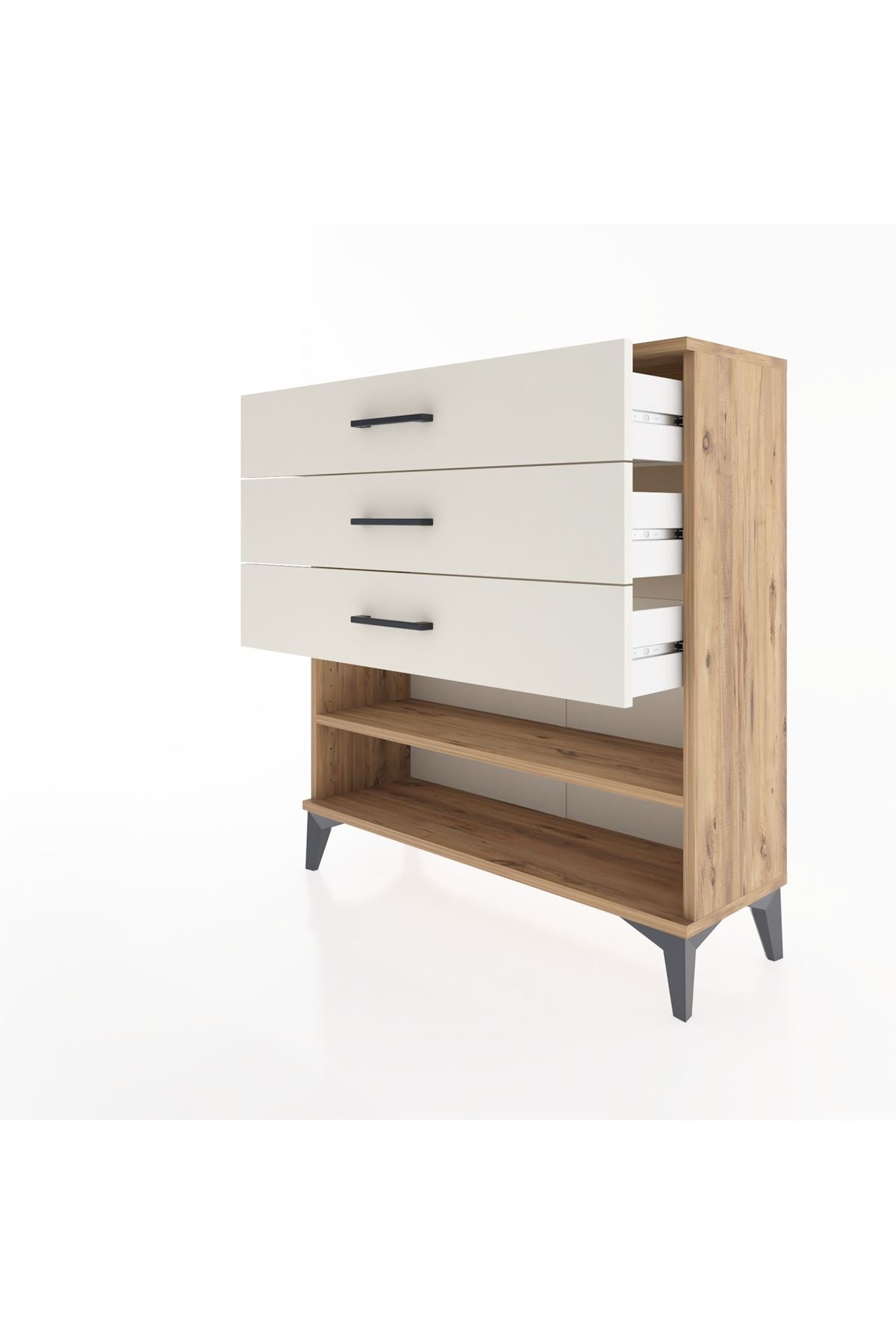 Arges Şifonyer Tek Raflı 3 Çekmeceli 88x30x96 Çam-Aytaşı