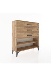 Arges Şifonyer Tek Raflı 3 Çekmeceli 88x30x96 Çam-Çam