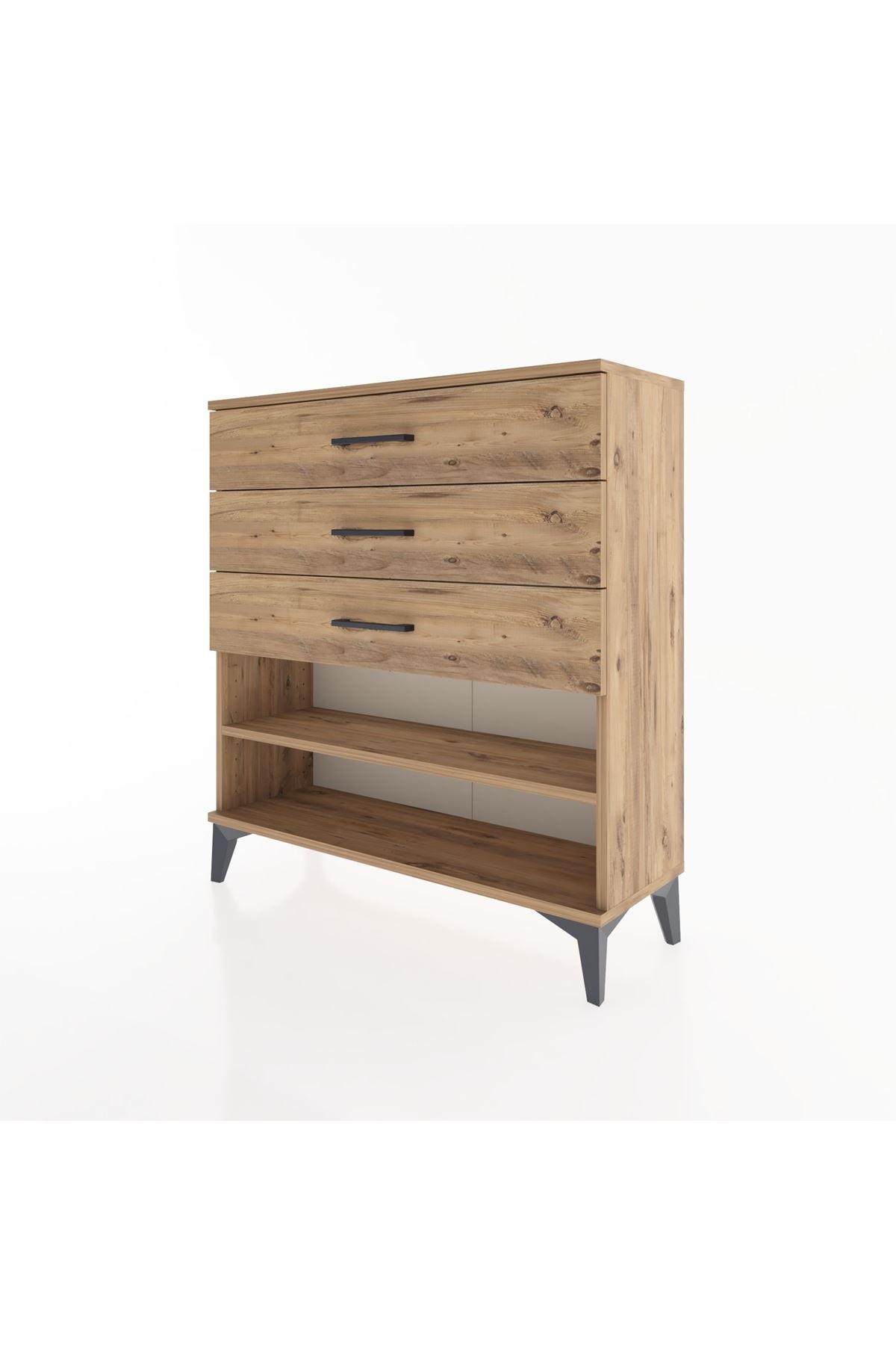 Arges Şifonyer Tek Raflı 3 Çekmeceli 88x30x96 Çam-Çam