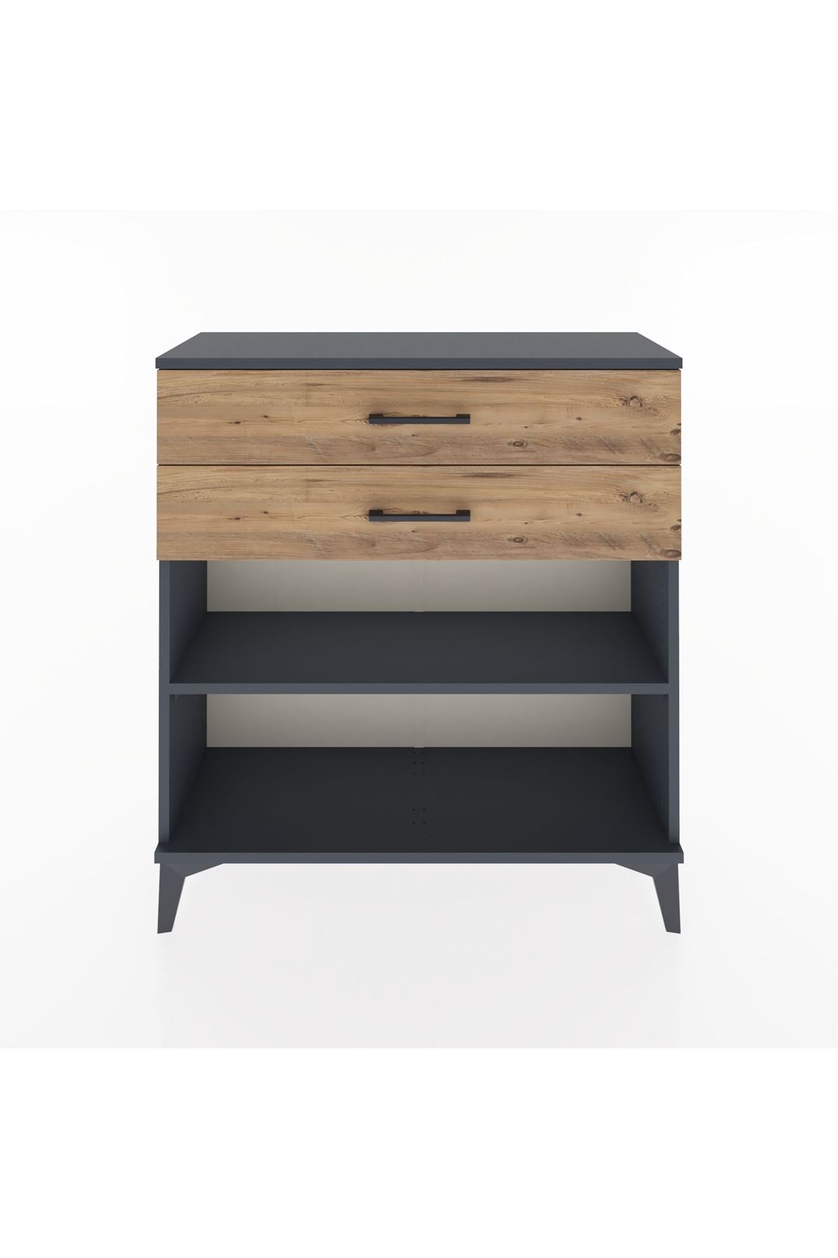 Arges Şifonyer Tek Raflı 2 Çekmeceli 88x30x96 Antrasit-Çam