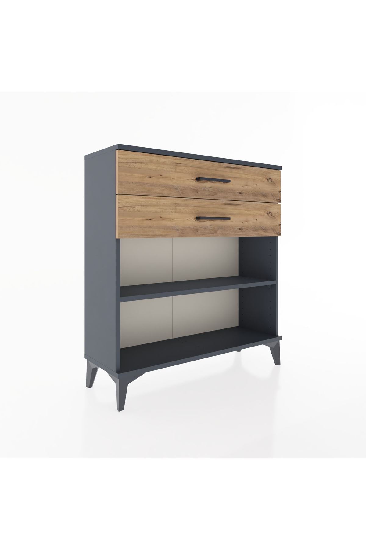 Arges Şifonyer Tek Raflı 2 Çekmeceli 88x30x96 Antrasit-Çam