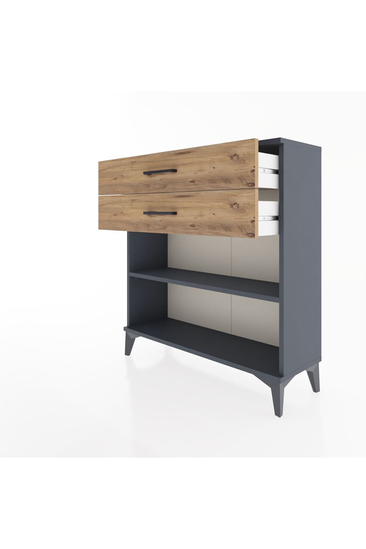 Arges Şifonyer Tek Raflı 2 Çekmeceli 88x30x96 Antrasit-Çam