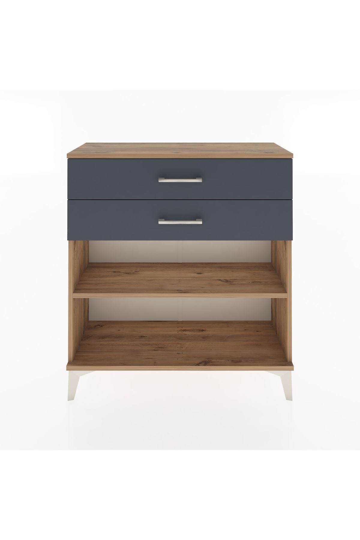 Arges Şifonyer Tek Raflı 2 Çekmeceli 88x30x96 Çam-Antrasit