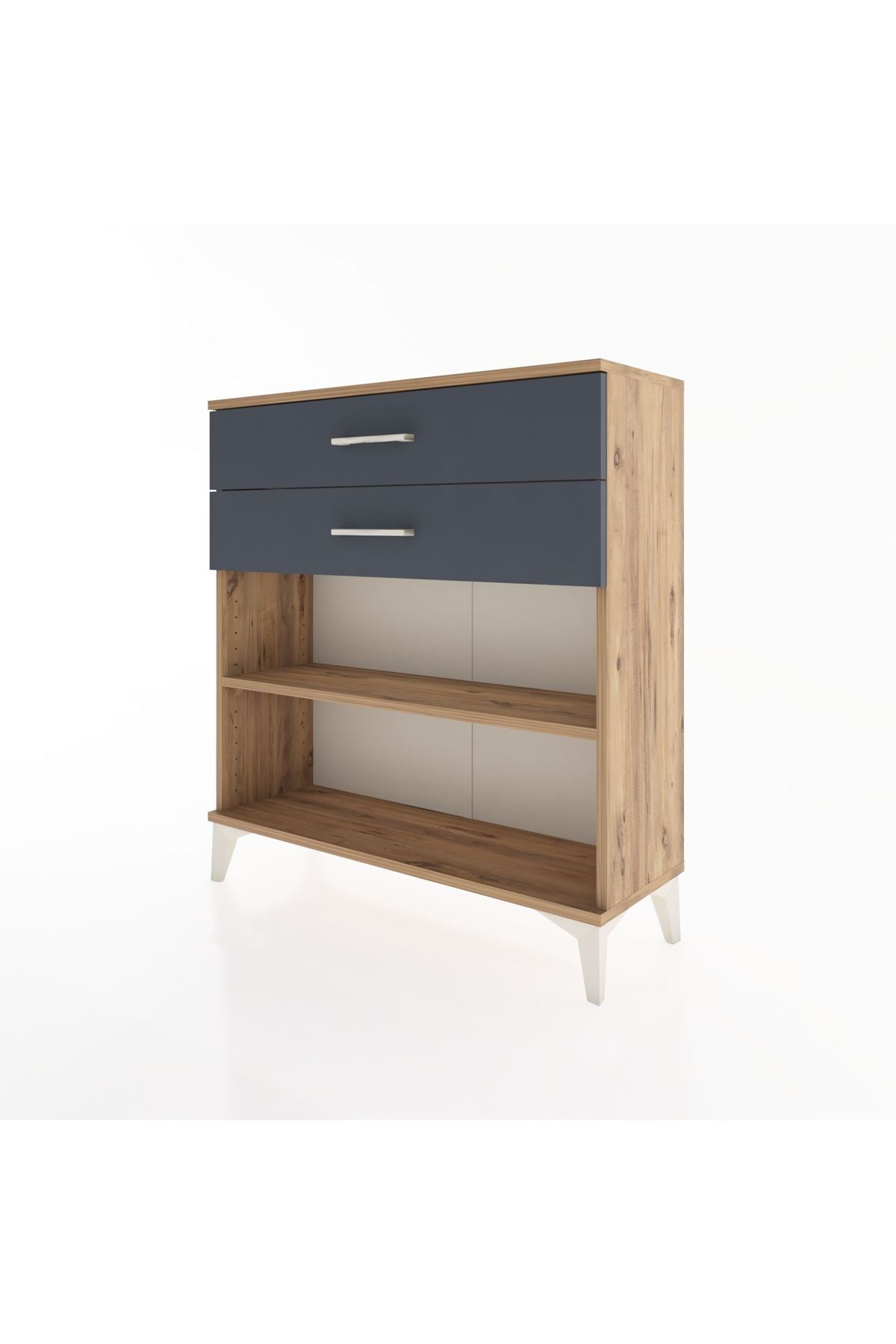 Arges Şifonyer Tek Raflı 2 Çekmeceli 88x30x96 Çam-Antrasit