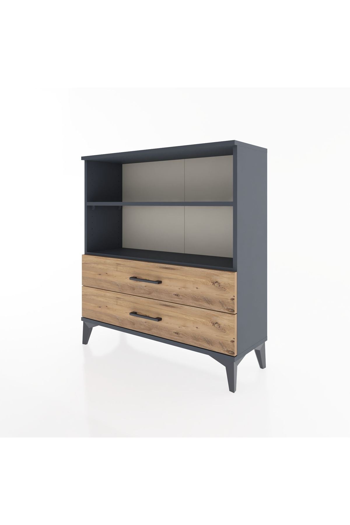 Arges Şifonyer 2 Raflı 2 Çekmeceli 88x30x96 Antrasit-Çam