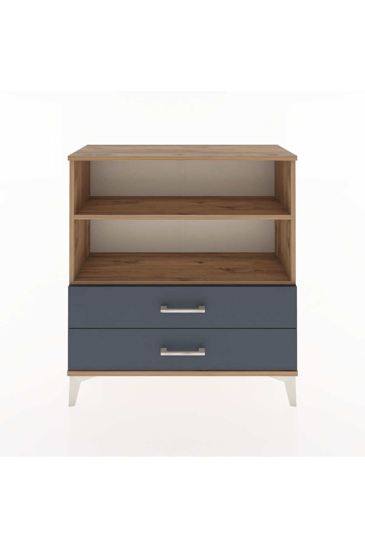 Arges Şifonyer 2 Raflı 2 Çekmeceli 88x30x96 Çam-Antrasit