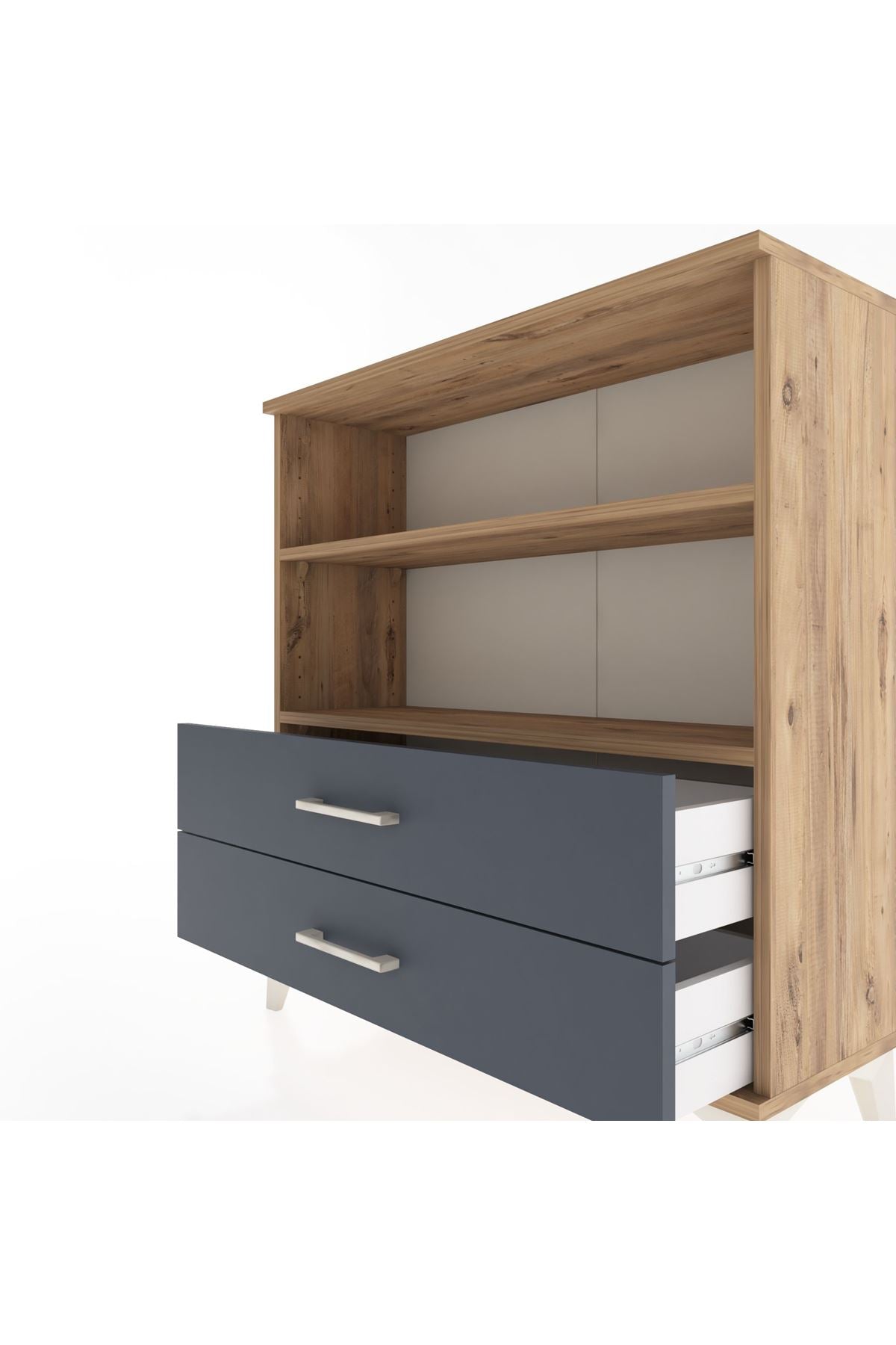 Arges Şifonyer 2 Raflı 2 Çekmeceli 88x30x96 Çam-Antrasit