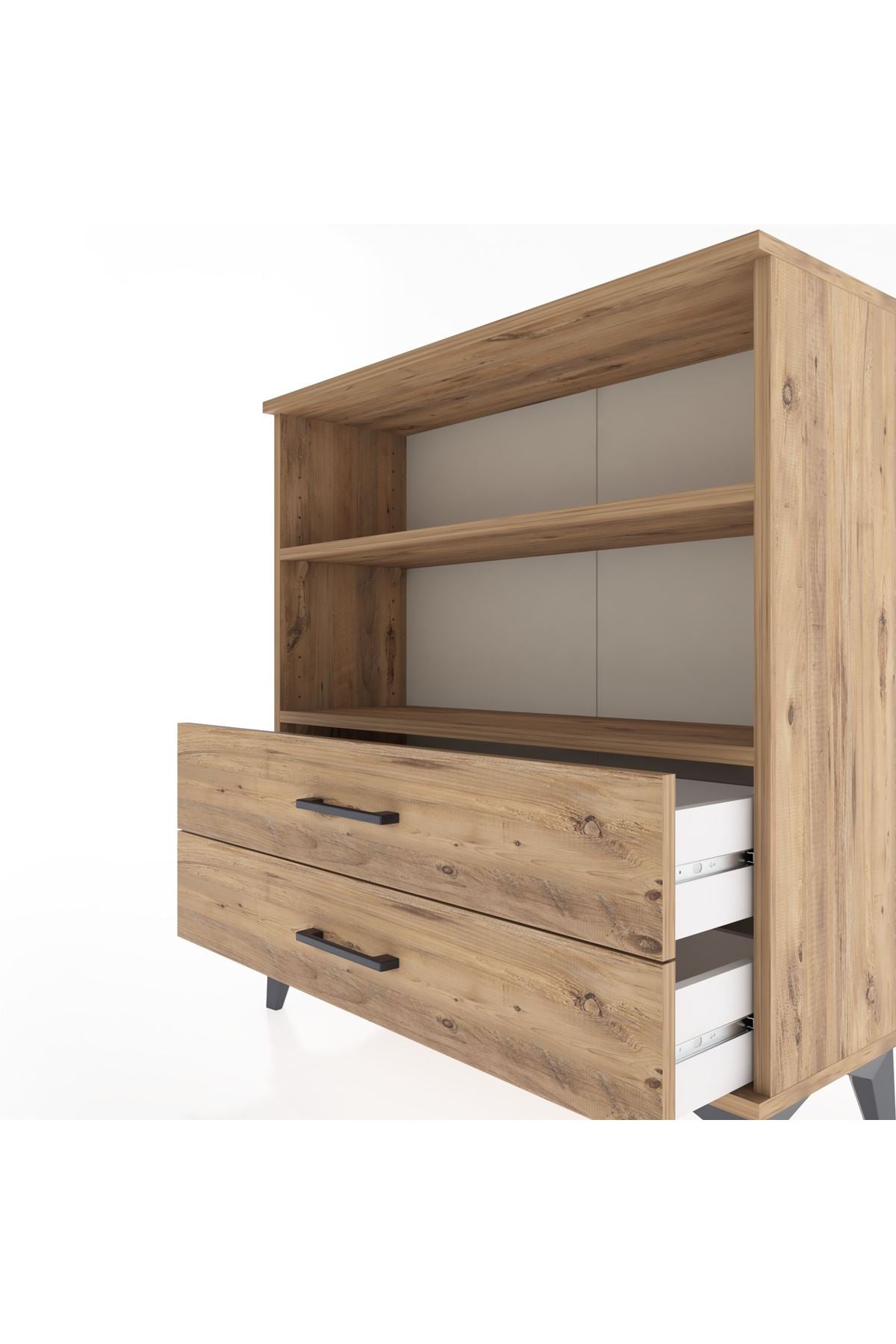 Arges Şifonyer 2 Raflı 2 Çekmeceli 88x30x96 Çam-Çam