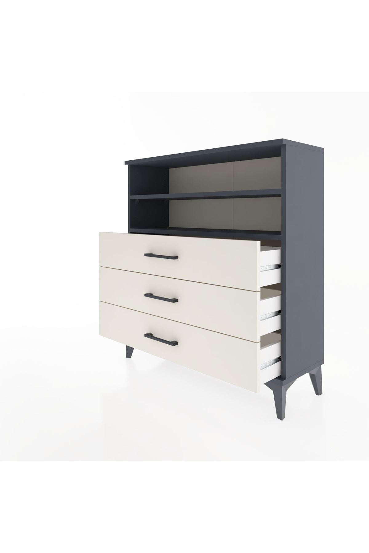 Arges Şifonyer 2 Raflı 3 Çekmeceli 88x30x96 Antrasit-Aytaşı