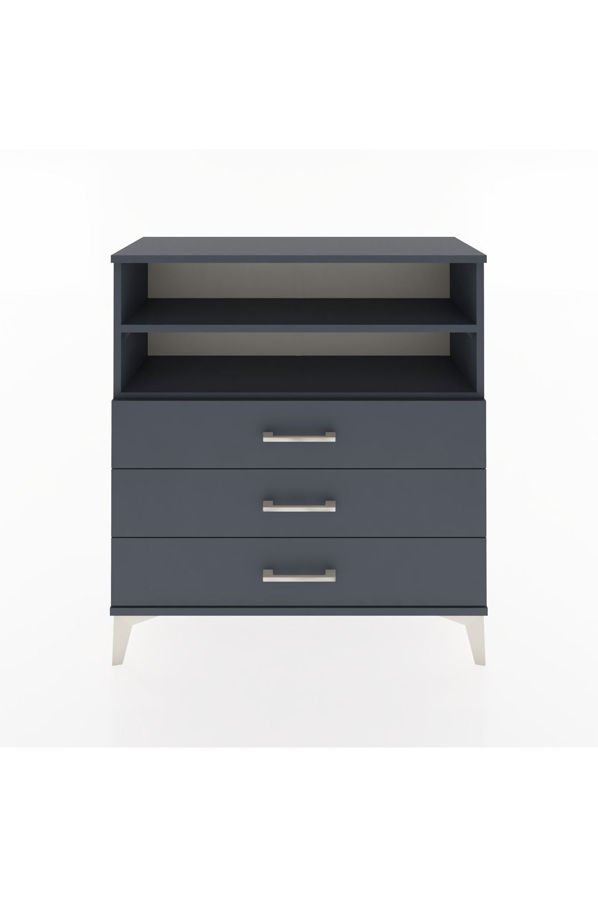 Arges Şifonyer 2 Raflı 3 Çekmeceli 88x30x96 Antrasit-Antrasit