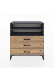 Arges Şifonyer 2 Raflı 3 Çekmeceli 88x30x96 Antrasit-Çam