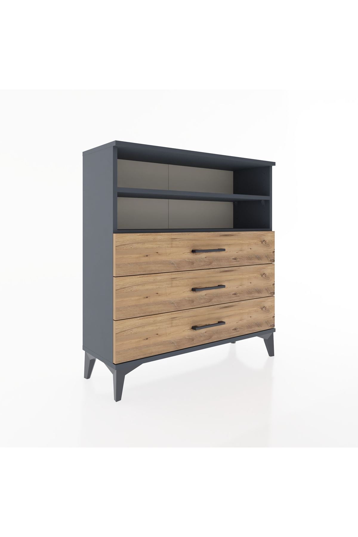 Arges Şifonyer 2 Raflı 3 Çekmeceli 88x30x96 Antrasit-Çam