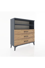 Arges Şifonyer 2 Raflı 3 Çekmeceli 88x30x96 Antrasit-Çam