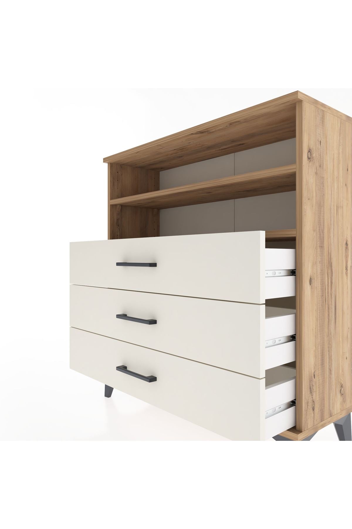 Arges Şifonyer 2 Raflı 3 Çekmeceli 88x30x96 Çam-Aytaşı