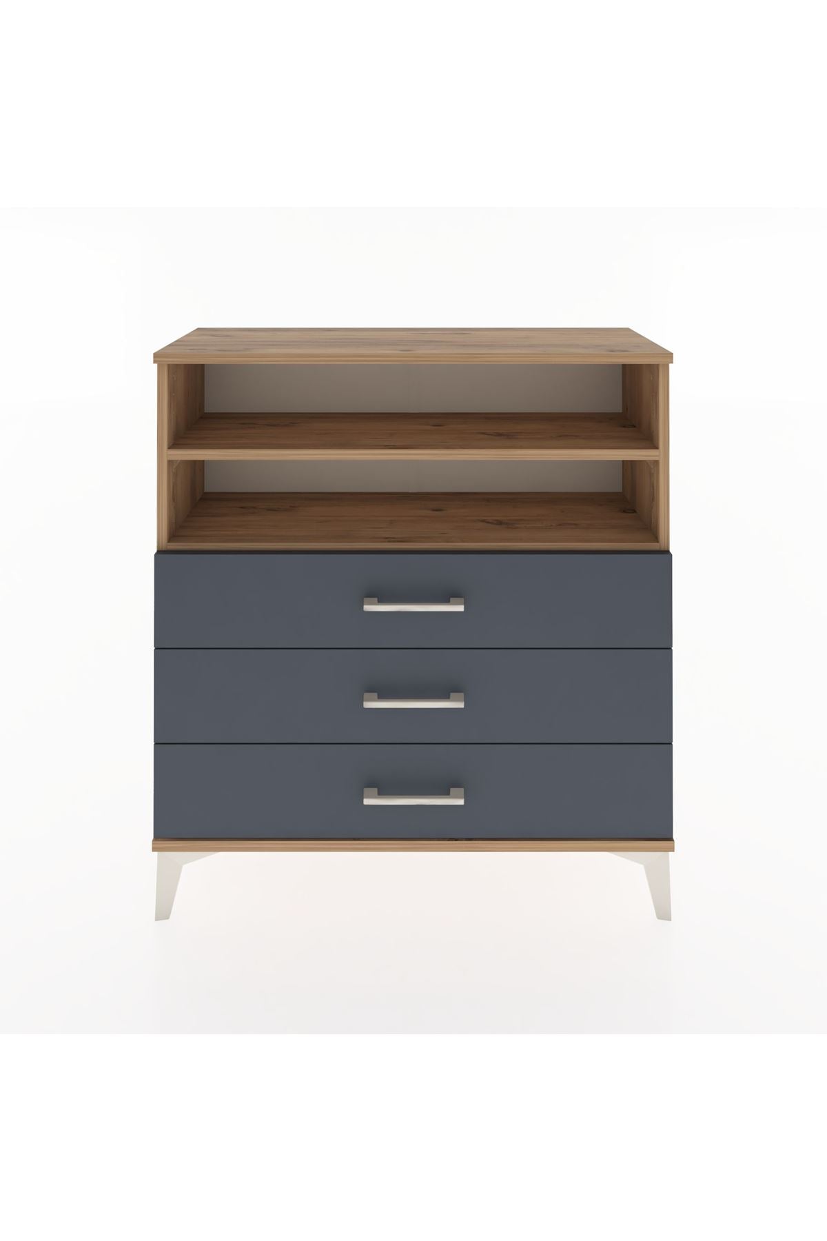 Arges Şifonyer 2 Raflı 3 Çekmeceli 88x30x96 Çam-Antrasit