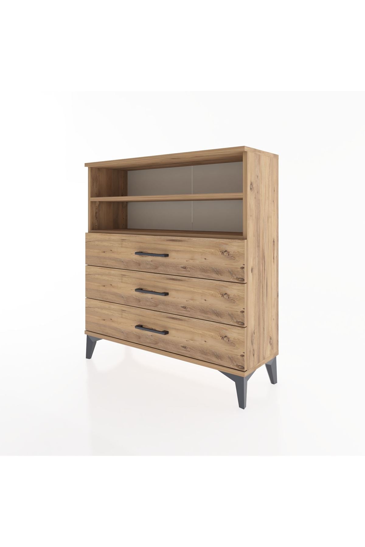 Arges Şifonyer 2 Raflı 3 Çekmeceli 88x30x96 Çam-Çam