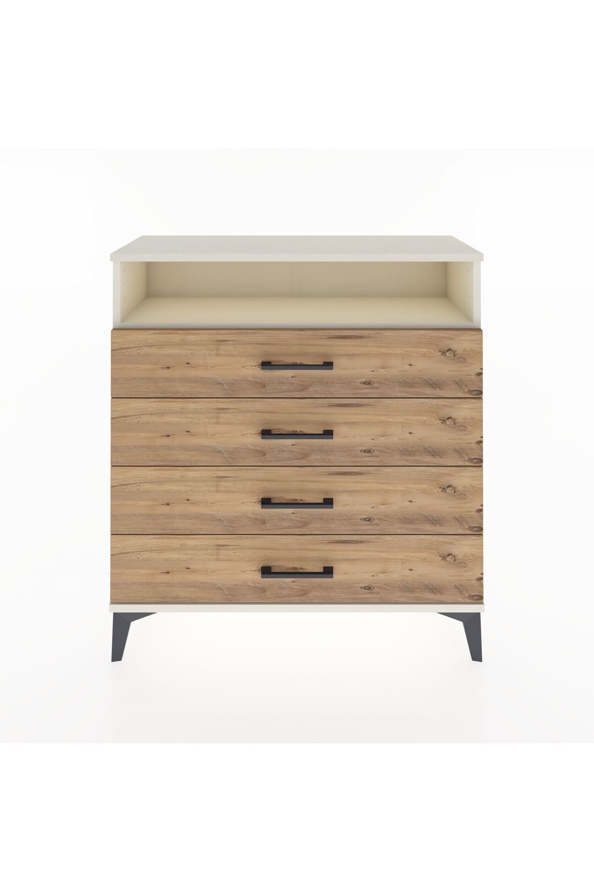 Arges Şifonyer Tek Raflı 4 Çekmeceli 88x30x96 Aytaşı-Çam