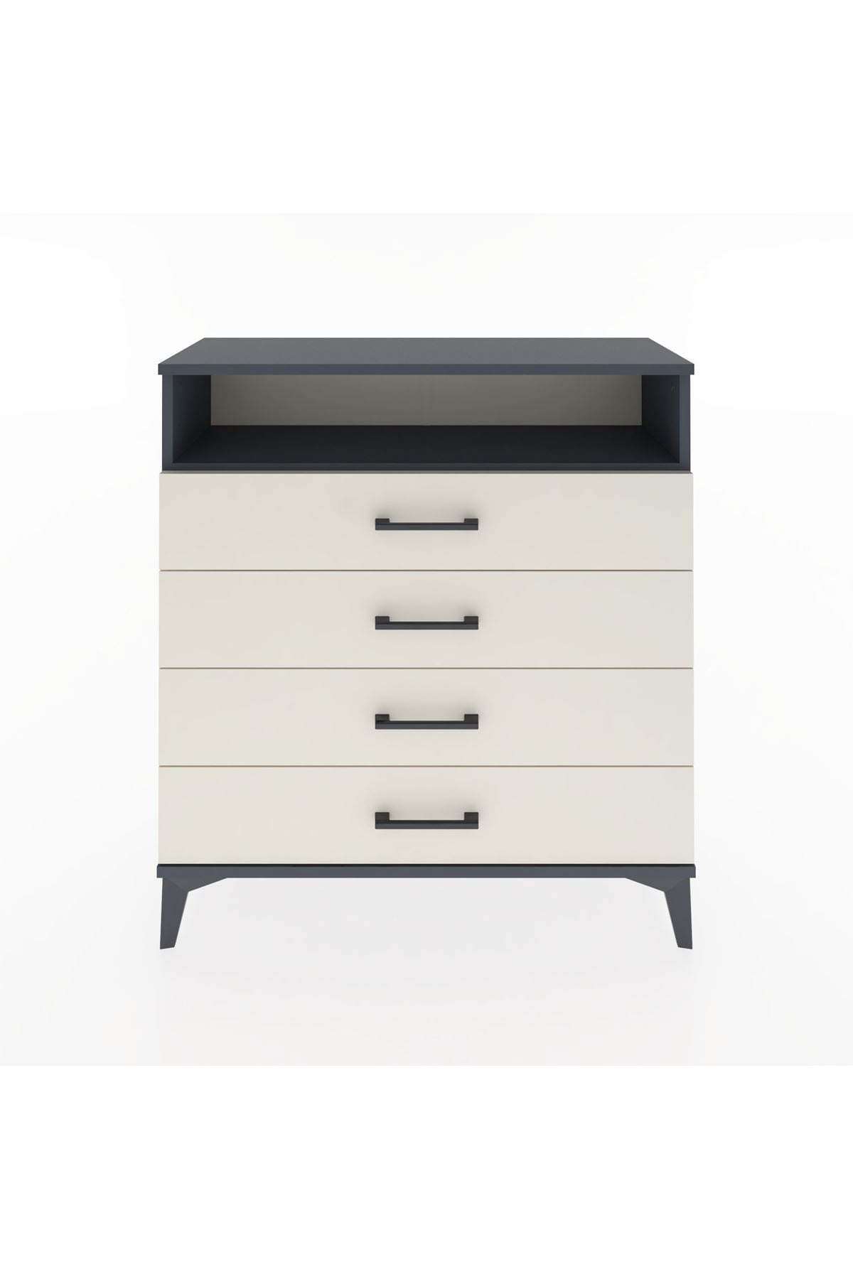 Arges Şifonyer Tek Raflı 4 Çekmeceli 88x30x96 Antrasit-Aytaşı