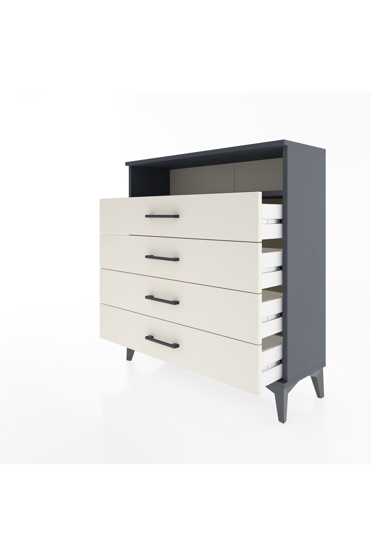 Arges Şifonyer Tek Raflı 4 Çekmeceli 88x30x96 Antrasit-Aytaşı