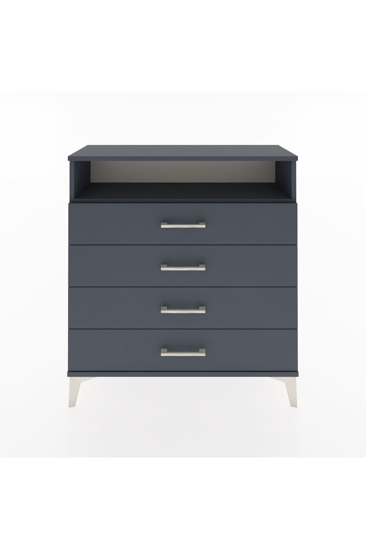 Arges Şifonyer Tek Raflı 4 Çekmeceli 88x30x96 Antrasit-Antrasit