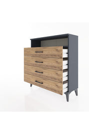 Arges Şifonyer Tek Raflı 4 Çekmeceli 88x30x96 Antrasit-Çam