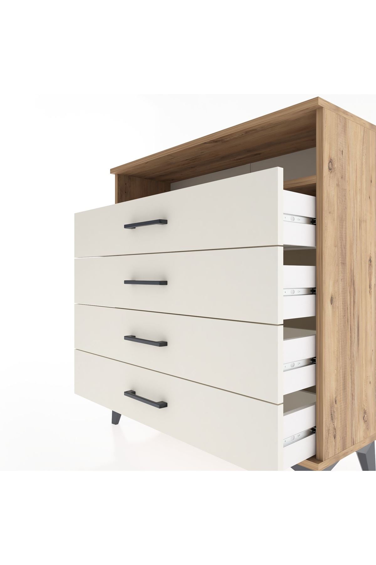 Arges Şifonyer Tek Raflı 4 Çekmeceli 88x30x96 Çam-Aytaşı