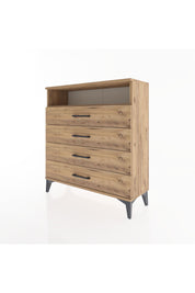 Arges Şifonyer Tek Raflı 4 Çekmeceli 88x30x96 Çam-Çam