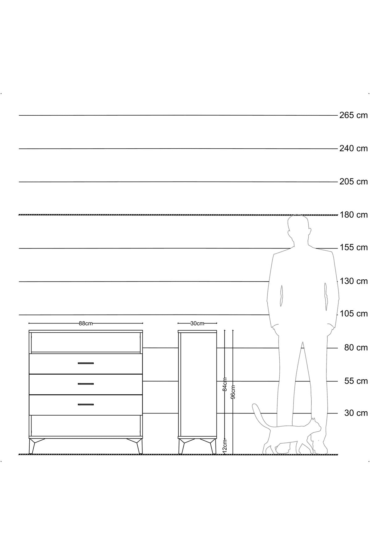 Arges Şifonyer Tek Raflı 3 Çekmeceli 88x30x96 Aytaşı-Antrasit