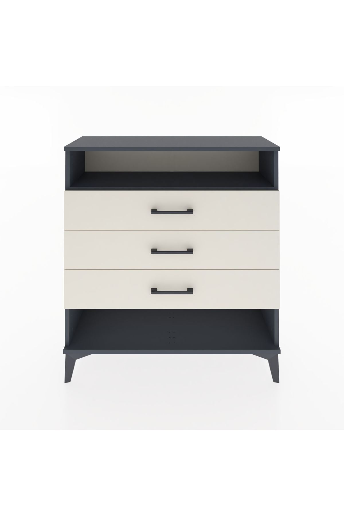 Arges Şifonyer Tek Raflı 3 Çekmeceli 88x30x96 Antrasit-Aytaşı