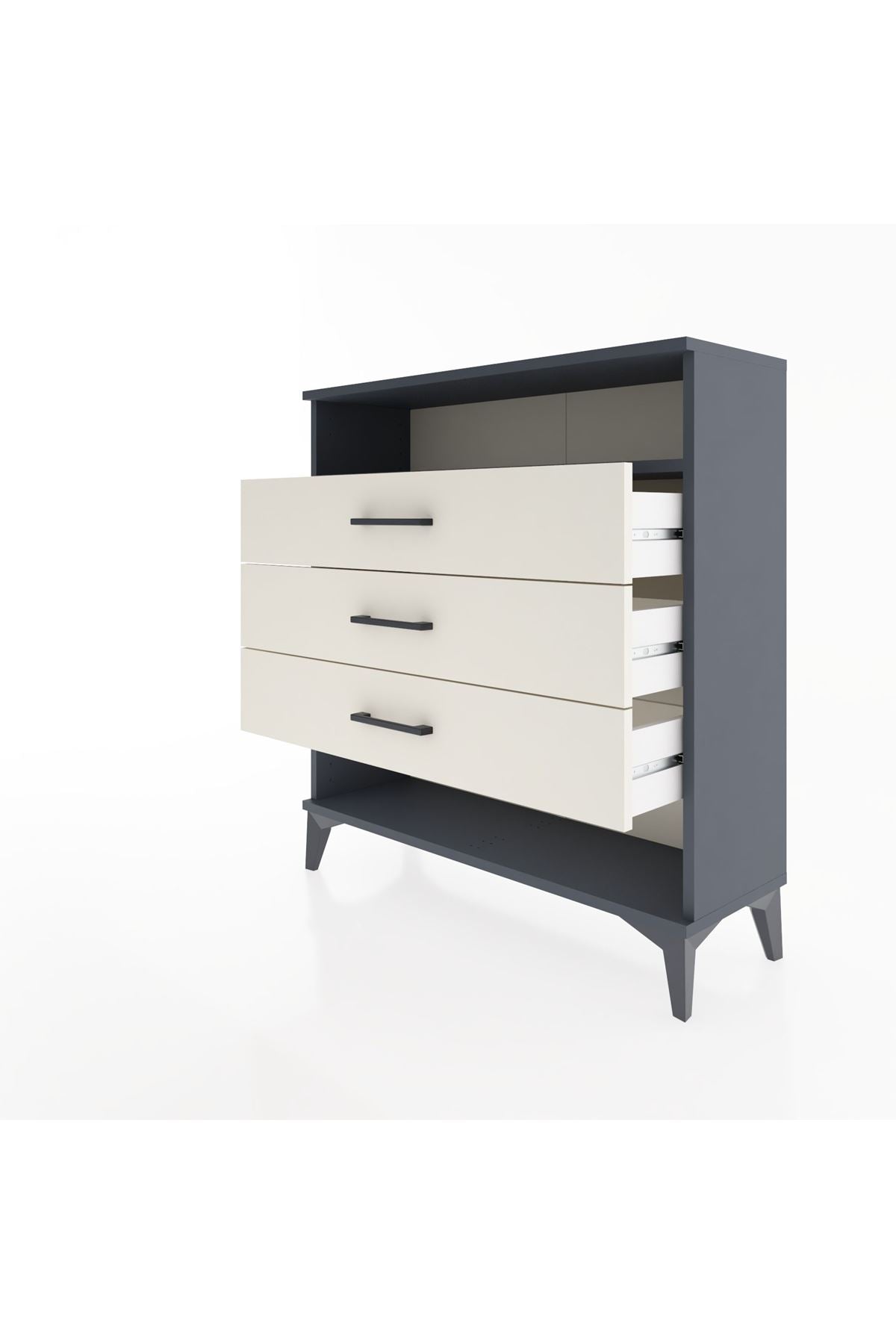 Arges Şifonyer Tek Raflı 3 Çekmeceli 88x30x96 Antrasit-Aytaşı