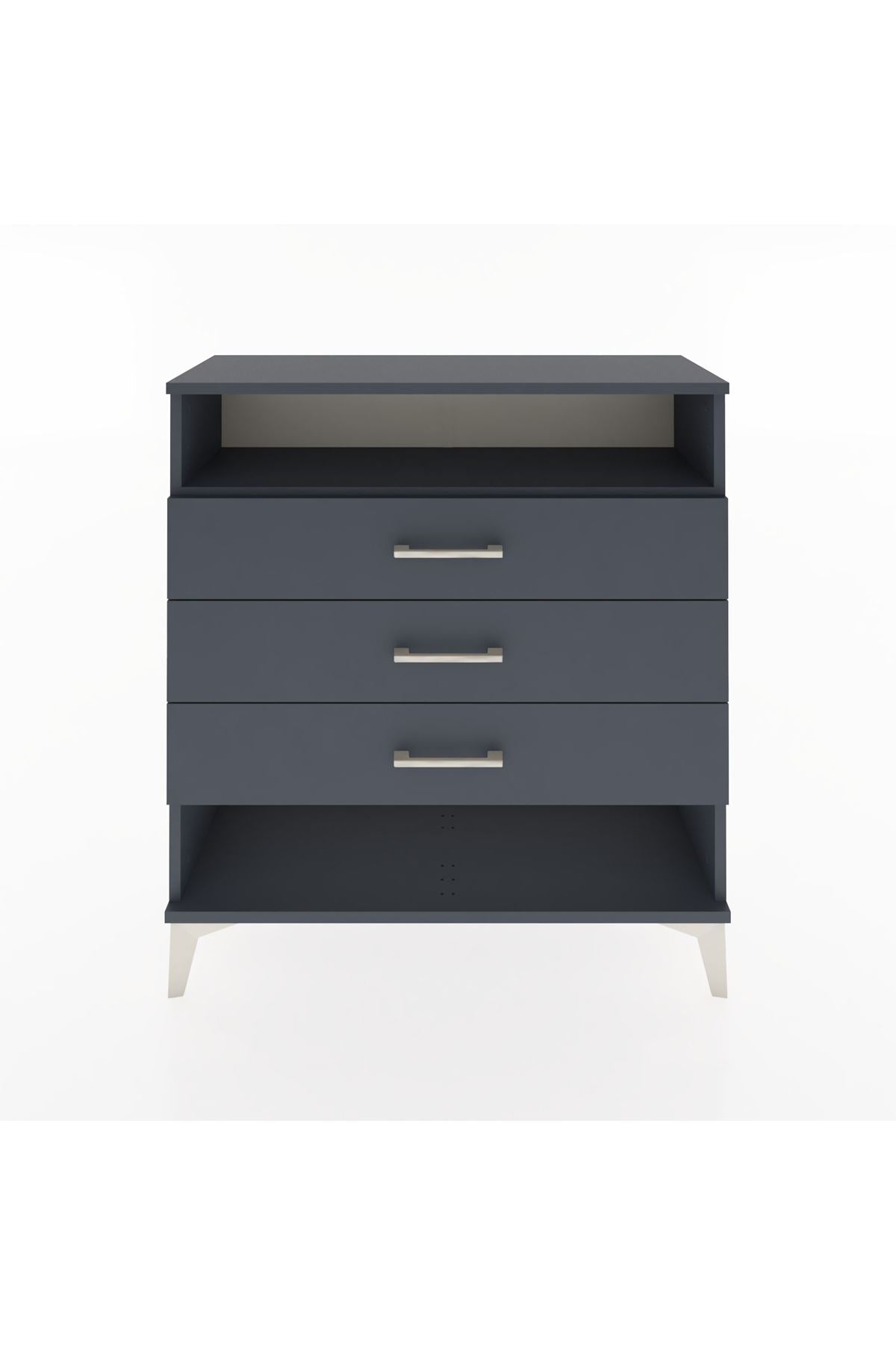 Arges Şifonyer Tek Raflı 3 Çekmeceli 88x30x96 Antrasit-Antrasit